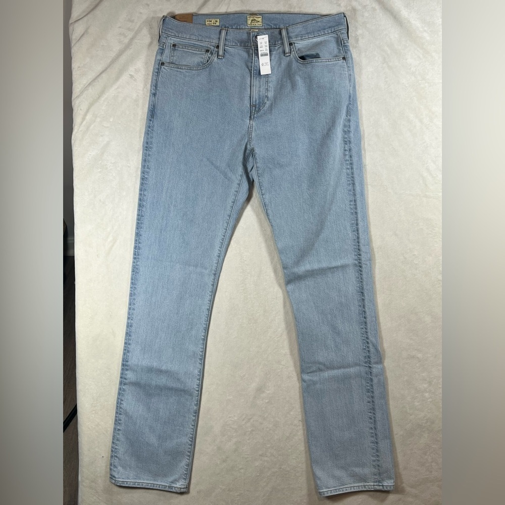 NWT J. Crew 770 34W 34L Blue Straight Stretch Cotton Light Wash Jeans C13